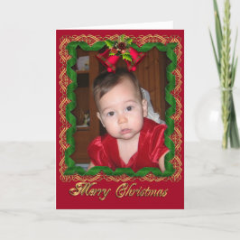 写真のクリスマスリボンのフレームのグリーティングカード シーズンカード