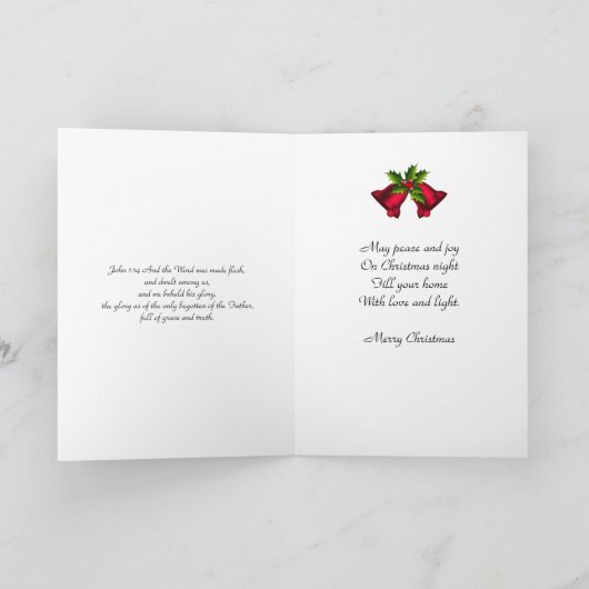 写真のクリスマスリボンのフレームのグリーティングカード シーズンカード (内部)