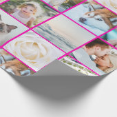 写真のグリッドカスタムコラージュをピンクに ラッピングペーパー (角)