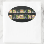 写真のコラージュと文字のオーバルステッカーのパーソナライズ 楕円形シール (バッグ)