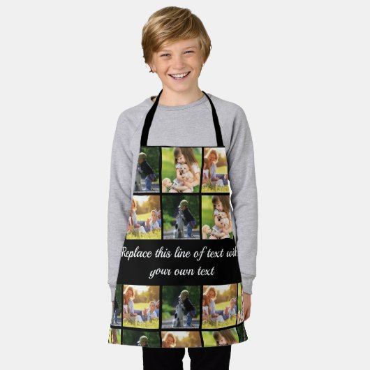 写真のコラージュと文字のカスタマイズ エプロン (着用した状態)