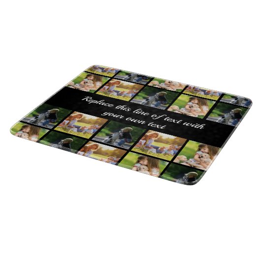 写真のコラージュと文字のカスタマイズ カッティングボード (角)