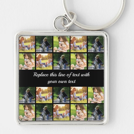 写真のコラージュと文字のカスタマイズ キーホルダー (正面)