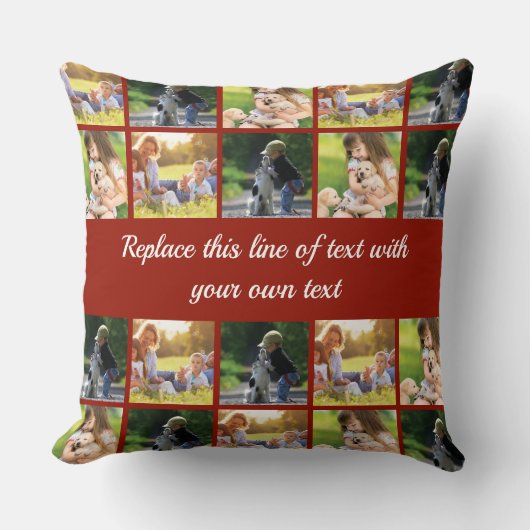 写真のコラージュと文字のカスタマイズ クッション (正面)