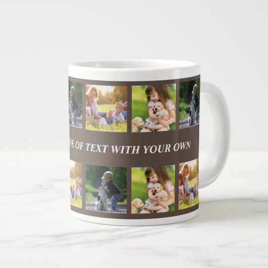 写真のコラージュと文字のカスタマイズ ジャンボコーヒーマグカップ (正面右)