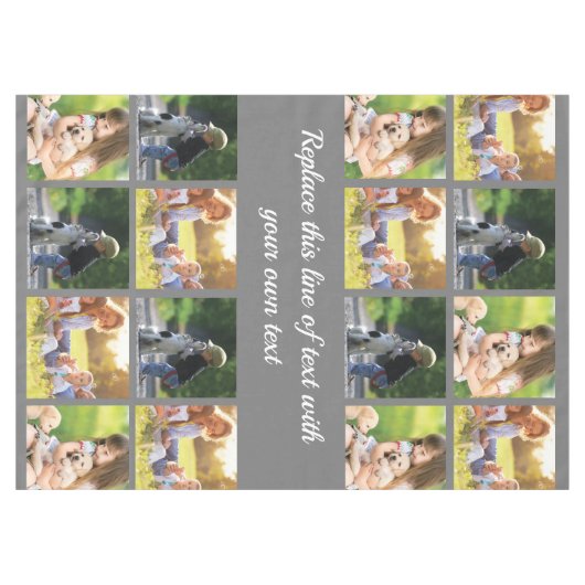 写真のコラージュと文字のカスタマイズ テーブルクロス (正面(横))