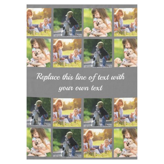 写真のコラージュと文字のカスタマイズ テーブルクロス (正面)