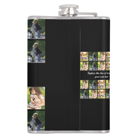写真のコラージュと文字のカスタマイズ フラスク (裏面)