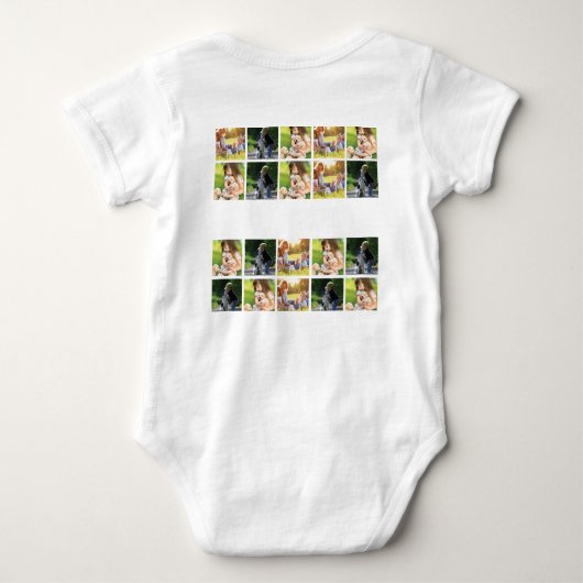 写真のコラージュと文字のカスタマイズ ベビーボディスーツ (裏面)