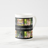 写真のコラージュと文字のカスタマイズ ボーンチャイナマグカップ (正面右)