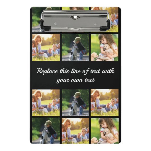 写真のコラージュと文字のカスタマイズ ミニクリップボード (正面)