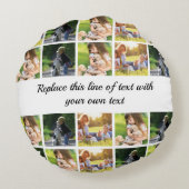 写真のコラージュと文字のカスタマイズ ラウンドクッション (裏面)