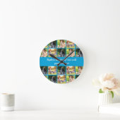 写真のコラージュと文字のカスタマイズ ラウンド壁時計 (ホーム)