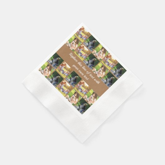 写真のコラージュと文字のカスタマイズ 縁ありカクテルナプキン (角)