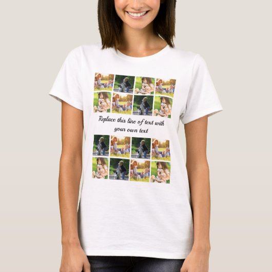写真のコラージュと文字のカスタマイズ Tシャツ (正面)