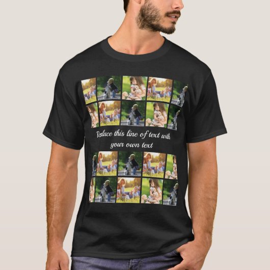 写真のコラージュと文字のカスタマイズ Tシャツ (正面)