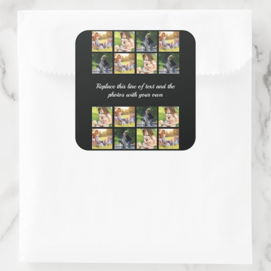 写真のコラージュと文字の正方形のシールをパーソナライズ スクエアシール (バッグ)