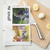 写真のコラージュと文字フリースブランケットのカスタマイズ キッチンタオル (四つ折り)