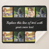 写真のコラージュと文字フリースブランケットのカスタマイズ シェルパブランケット (正面(横))