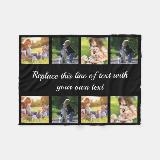写真のコラージュと文字フリースブランケットのカスタマイズ フリースブランケット (正面(横))