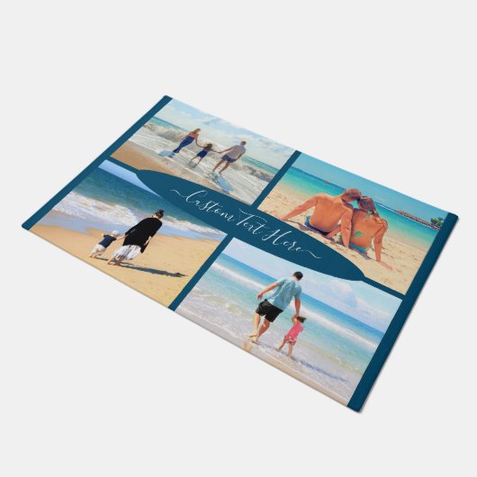 写真のコラージュと文字家族の写真の形式 ドアマット (アングル)