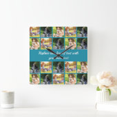 写真のコラージュと文字 スクエア壁時計 (ホーム)