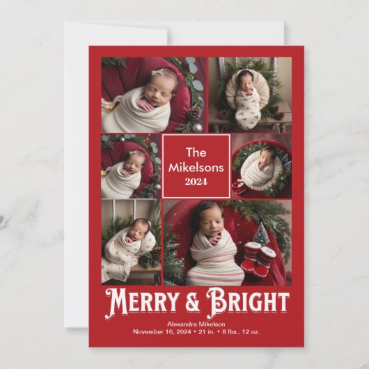 写真のコラージュと明メリーるい出産の発表 シーズンカード (正面)