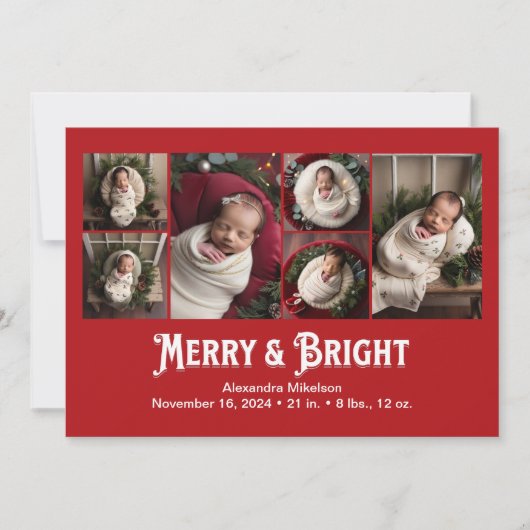 写真のコラージュと明メリーるい出産の発表 シーズンカード (正面)