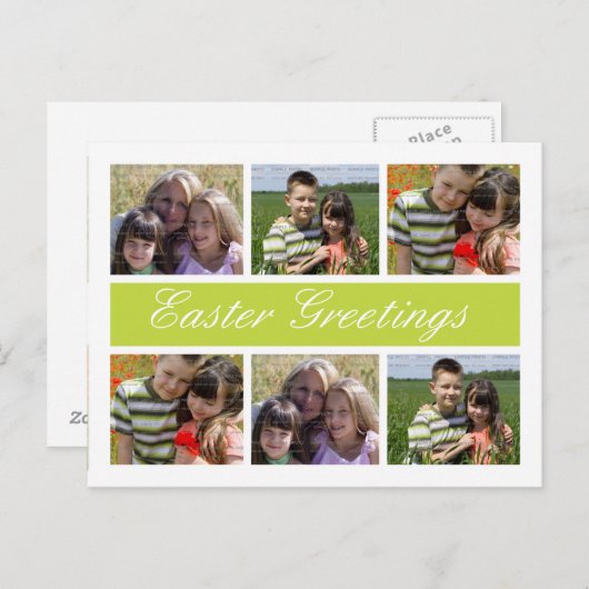 写真のコラージュによってカスタマイズイースター郵便はがき|の緑 シーズンポストカード (正面/裏面)