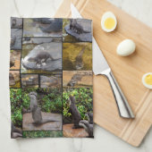 写真のコラージュの写真 キッチンタオル (四つ折り)