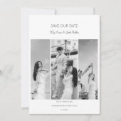 写真のコラージュの日付を白黒結婚に 招待状 (正面)