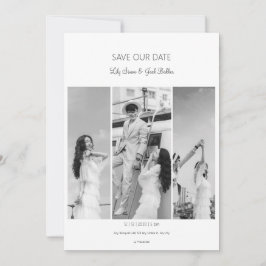 写真のコラージュの日付を白黒結婚に 招待状