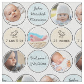 写真のコラージュの男の赤ちゃんの名前、誕生statsおよびアヒル ファブリック (クローズアップ)