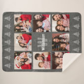 写真のコラージュの素朴なモノグラムの黒板のクリスマス シェルパブランケット (正面(横))