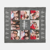 写真のコラージュの素朴なモノグラムの黒板のクリスマス フリースブランケット (正面(横))