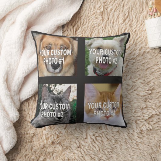 写真のコラージュカスタムな犬または猫の写真をかわいがって下さい クッション (ブランケット)