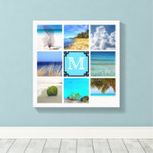 写真のコラージュテンプレートとホワイトモノグラム キャンバスプリント (インサイチュ (ウッドフロア))