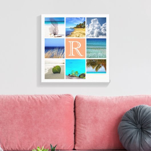 写真のコラージュテンプレートとモノグラム キャンバスプリント (インサイチュ (リビング))