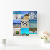 写真のコラージュテンプレート スクエア壁時計 (ホーム)