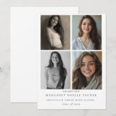 写真のコラージュ卒業発表カード 招待状 (正面/裏面)