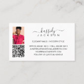 写真のコラージュ名はっきりしたスクリプト書道QRコード 名刺 (裏面)