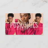 写真のコラージュ名はっきりしたスクリプト書道QRコード 名刺 (正面)