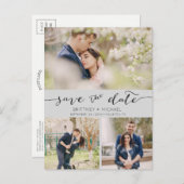 写真のコラージュ手書き、日付の灰色を保存 案内ポストカード (正面/裏面)