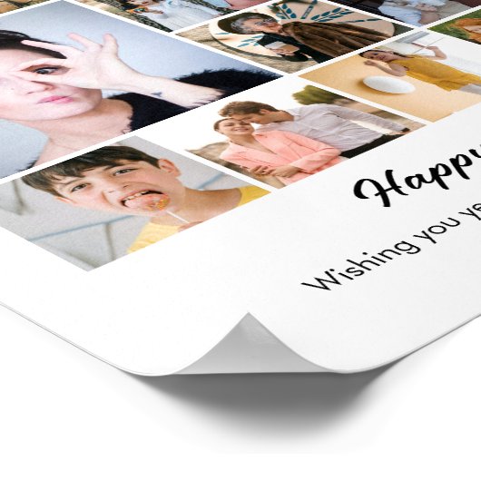 写真のコラージュ オーダーメイドの誕生日プレゼント ポスター (角)