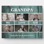 写真のコラージュ ターコイズ ウッド おじいちゃん 私たち愛してる フォトプラーク (正面)