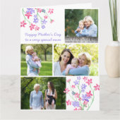 写真のコラージュ ピンクの花 エディタブル カード (正面)