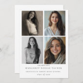 写真のコラージュ 卒業のお知らせカード 招待状 (正面/裏面)