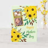 写真のコラージュ  母の日のおめでとう"  ヒマワリ  カード (黄色い花)