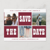 写真のコラージュ 現代のタイポグラフィー 保存日 結婚式 案内ポストカード (正面)