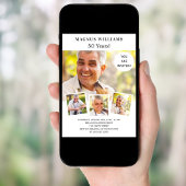 写真のコラージュ 白 豪華 誕生日 招待状